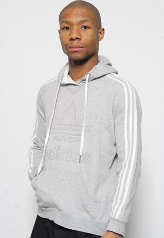 VINTAGE ADIDAS LOGO HOODIE GREY