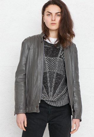 VINTAGE GREY LEATHER JACKET