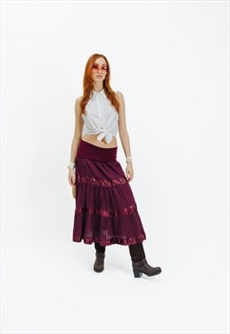 Vintage 00s Boho Milkmaid Long Skirt