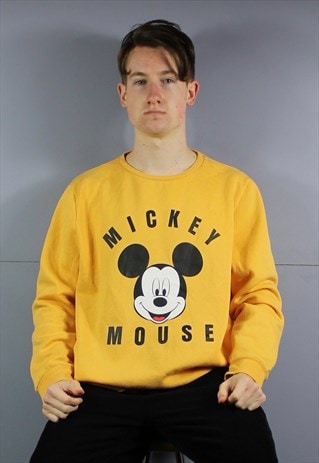 VINTAGE DISNEY MICKEY MOUSE SWEATSHIRT IN YELLOW WITH PRINTE