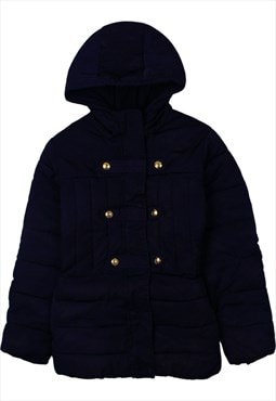 Vintage 90's Jaris Puffer Jacket Hooded Full Zip Up Navy