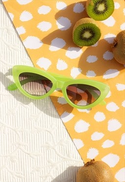 Green Chunky Mini Cat Eye Sunglasses