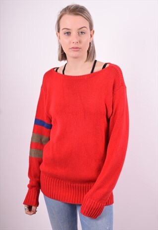 RALPH LAUREN WOMENS VINTAGE JUMPER SWEATER MEDIUM RED 90'S