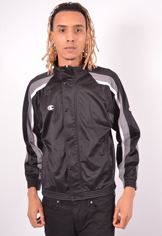 VINTAGE CHAMPION TRACKSUIT TOP JACKET BLACK