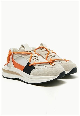 High Platform sneakers multi lace classic trainers in orange