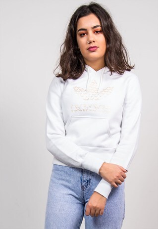 90'S VINTAGE WHITE ADIDAS TREFOIL LOGO HOODIE SWEATSHIRT