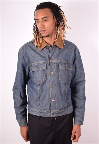 DOLCE & GABBANA MENS VINTAGE SHERPA DENIM JACKET LARGE 90S