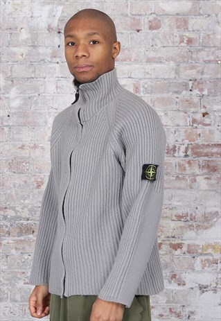 VINTAGE STONE ISLAND FULL ZIP CORD JUMPER GREY