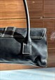 VINTAGE Y2K GRUNGE HANDBAG RAVE LONG LEATHER STYLE IN BLACK