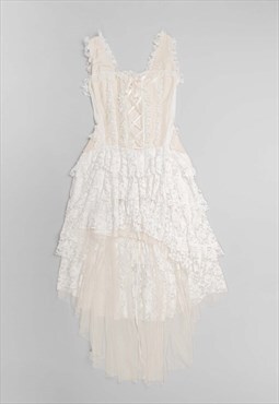 Cream/beige Corset Lace Victorian Style Dress