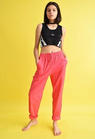 80'S RETRO ATHLEISURE SPORTS PINK TRACKSUIT TROUSERS