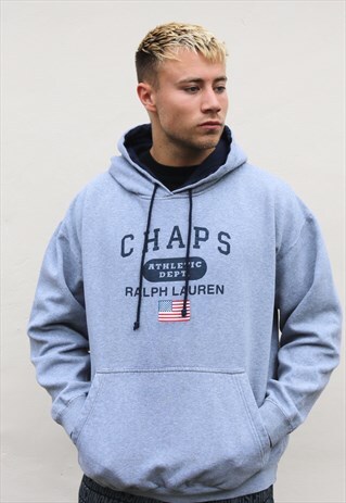 GREY CHAPS RALPH LAUREN HOODED SWEATSHIRT