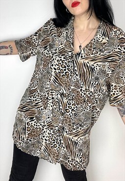 Vintage 90s C&A/Your sixth sense Animal print blouse size 16