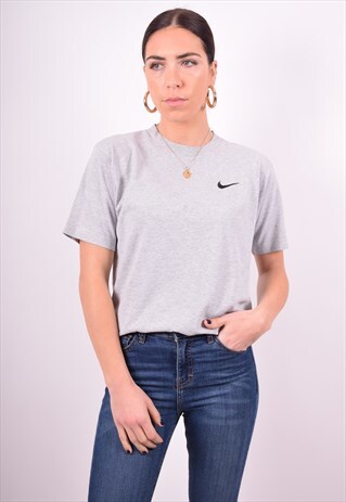 NIKE WOMENS VINTAGE T-SHIRT TOP MEDIUM GREY 90'S