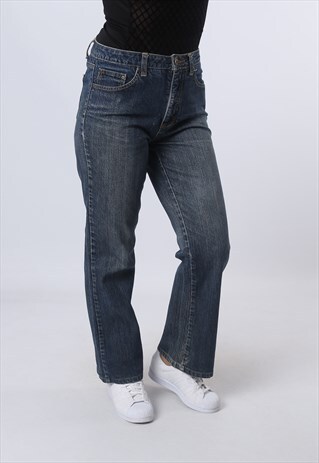 MID-HIGH WAISTED DENIM JEANS BOOTCUT VINTAGE UK 10 (HJBL)