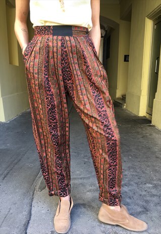 VINTAGE 90' UNIQUE ELEGANT SUMMER AIRY PATERNED TROUSERS