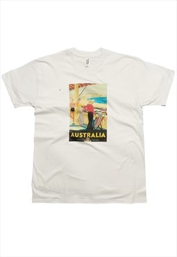 Australia Vintage Travel Poster T-Shirt Beach Coastal Art