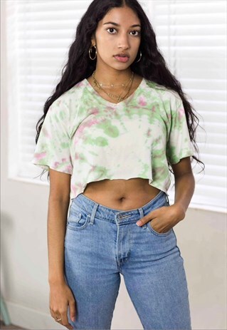 VINTAGE TIE DYE REWORKED CROP TOP 90S ONE SIZE 3.0