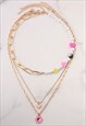 FESTIVAL BOHO ACRYLIC GOLD PEARL NECKLACE STACK