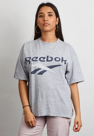 VINTAGE 90'S REEBOK GREY MARL LOGO T-SHIRT
