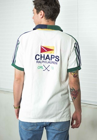 VINTAGE CHAPS RALPH LAUREN SHIRT LOGO 90S M 12.9