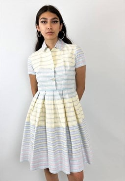 Vintage 50s Jacquard stripes pastel midi skirt 