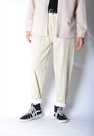 VINTAGE 90S BEIGE STRIPED PANTS