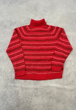 Vintage Knitted Jumper Abstract Patterned Roll Neck Sweater