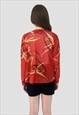 FAIR LADY OF PARIS 70'S VINTAGE SHEER RED FLORAL JACKET 