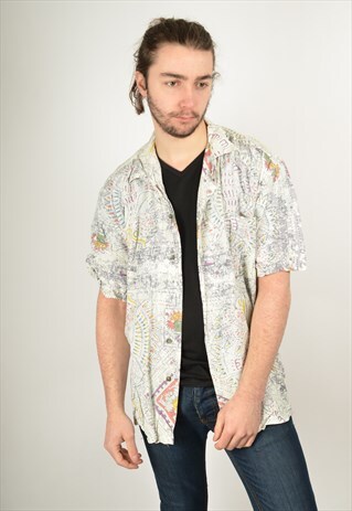 VINTAGE ABSTRACT CRAZY PATTERNED SHIRT FESTIVAL