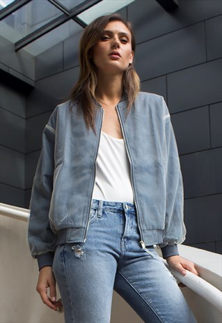 MESH PLUS SIZE BOMBER DENIM JACKET