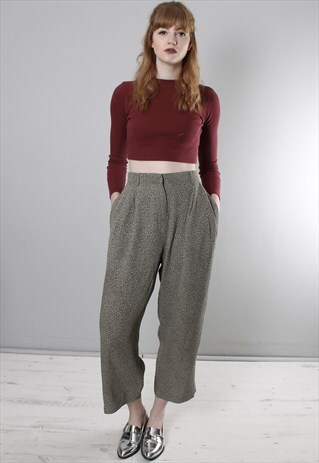 VINTAGE PATTERNED HIGH WAISTED CROPPED TROUSERS