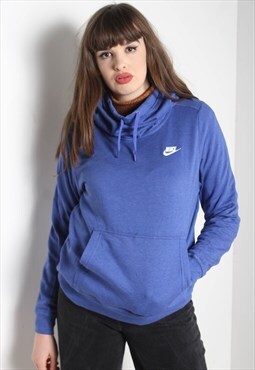 Vintage Nike Embroidered Small Logo Hoodie Blue