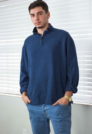 VINTAGE POLO RALPH LAUREN 1/4 ZIP JUMPER SWEATSHIRT XXL 21.6