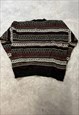 VINTAGE ABSTRACT KNITTED JUMPER PATTERNED GRANDAD SWEATER