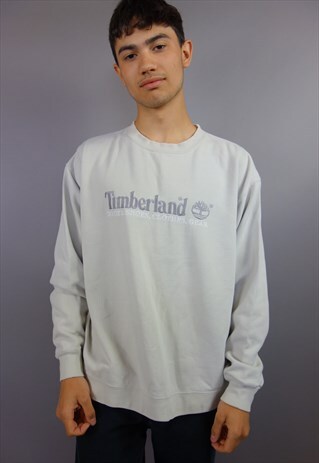 BEIGE SPELL OUT TIMBERLAND SWEATSHIRT WITH EMBROIDERY