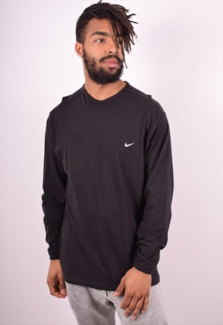 NIKE MENS VINTAGE TOP LONG SLEEVE LARGE BLACK 90S