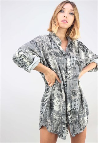 VINTAGE OVERSIZED LONG SLEEVE PATTERNED SHIRT