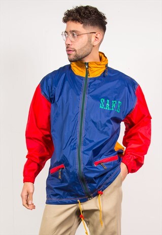 90'S WATERPROOF JACKET COLOUR BLOCK WINDBREAKER CAGOULE