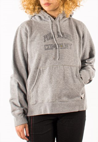 VINTAGE 90S GREY POLO JEANS COMPANY HOODIE PULLOVER
