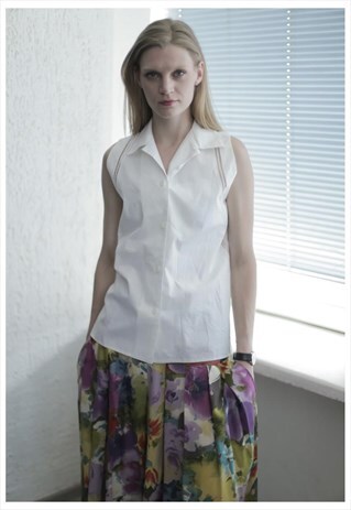 VINTAGE 90'S WHITE SLEEVELESS BUTTON UP SHIRT