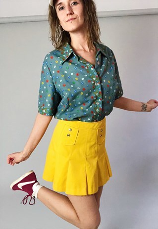 80S VINTAGE FLORAL PRINT BLOUSE/SHIRT