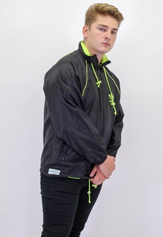 VINTAGE ADIDAS WINDBREAKER JACKET IN BLACK