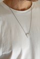 TRIANGLE CHAIN NECKLACE FOR MEN SILVER GEOMETRIC BEAD GIFT