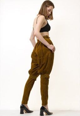 1981 Vintage Gianni Versace High-waisted Brown Trousers 5914