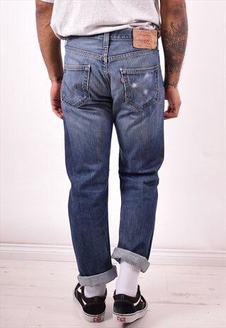LEVI'S 501 MENS VINTAGE JEANS W32 L32 BLUE 90S