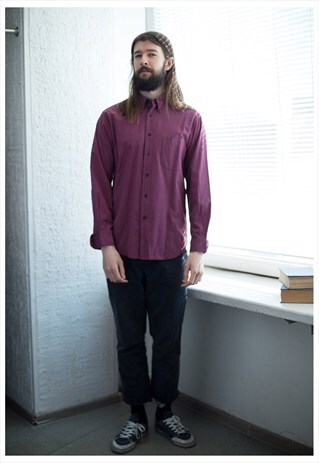 VINTAGE 80'S PURPLE CHECKED COTTON SHIRT