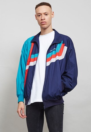 VINTAGE TURQUOISE AND NAVY BLUE ADIDAS SPORTS JACKET