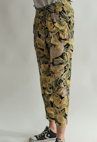 VINTAGE 70S PATTERNED TROUSERS IN GREEN