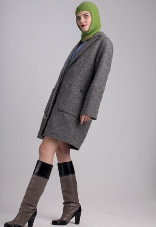 ARMANI JEANS GREY WOOL TRENCH COAT